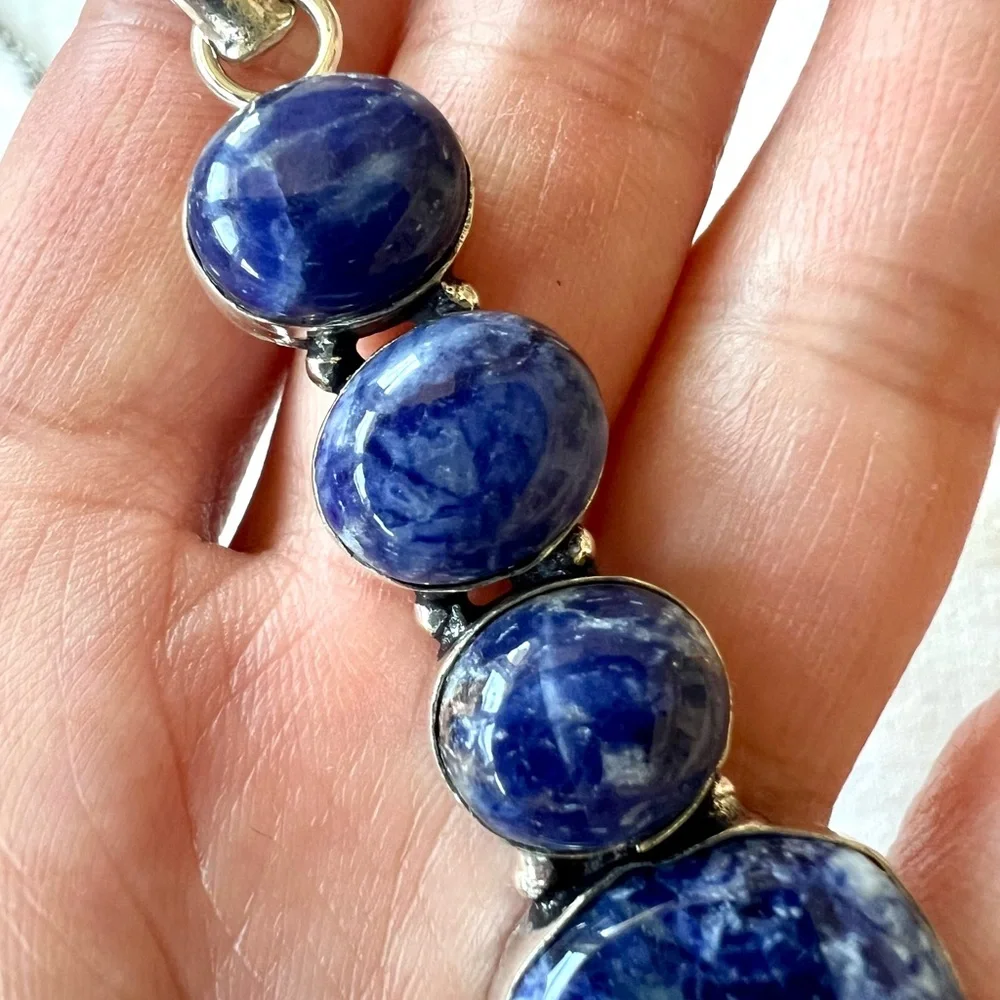 925 Long Elegant Spiritual Sodalite Pendant Necklace